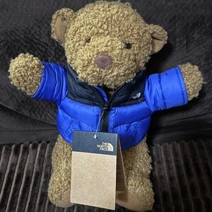 New With Tags THE NORTH FACE Nuptse Bear Wearing a Blue Nuptse Jacket